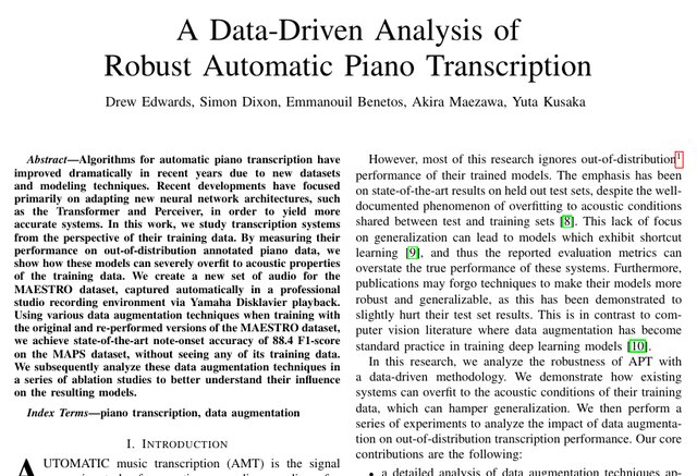 Robust piano transcription paper